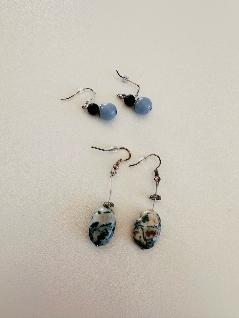 Handcrafted Blue and Green Stone Drop Earrings - Boho